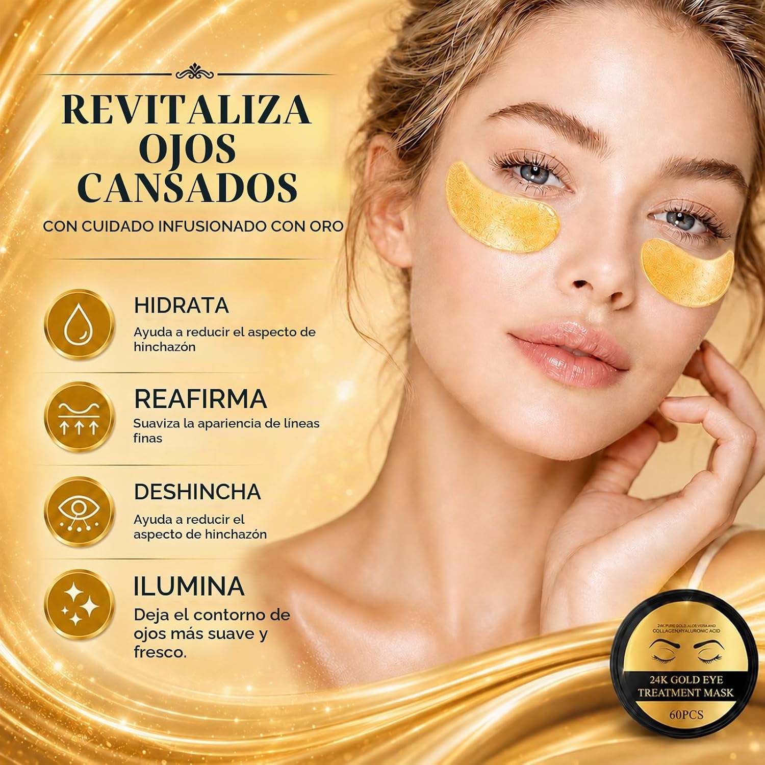 EELHOE 24K Gold Eye Patches – Anti‑Aging, Dark Circle & Puffiness Relief (60 pcs)
