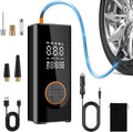 Bomba de neumáticos portátil para automóvil, compresor de aire inalámbrico para inflador de neumáticos de coche, mini bomba eléctrica para bicicleta con manómetro digital de 150 PSI, pantalla de doble