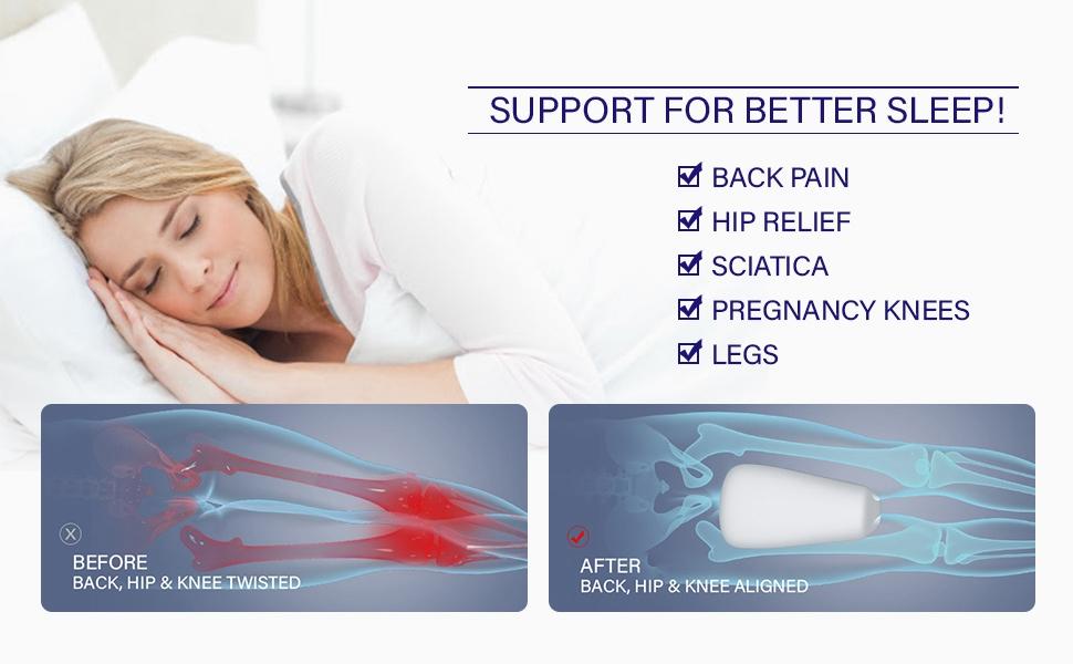 OrtoPrime Almohada Ortopédica Piernas y Rodillas Confort Cojín Piernas para Dormir de Lado - Almohada para Rodillas Libera la Presión Alivia la Tensión y Corrige la Espalda - Efecto Memoria