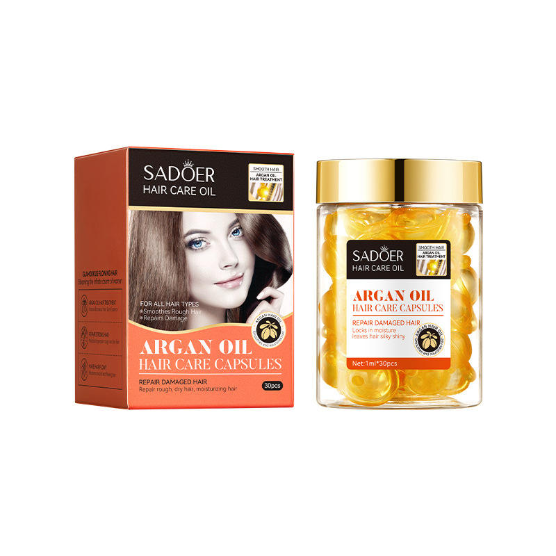 Cápsulas de Aceite de Argán SADOER para el Cuidado del Cabello Seco, Nutritivas y Suavizantes, Aceite Esencial para el Cuidado del Cabello,