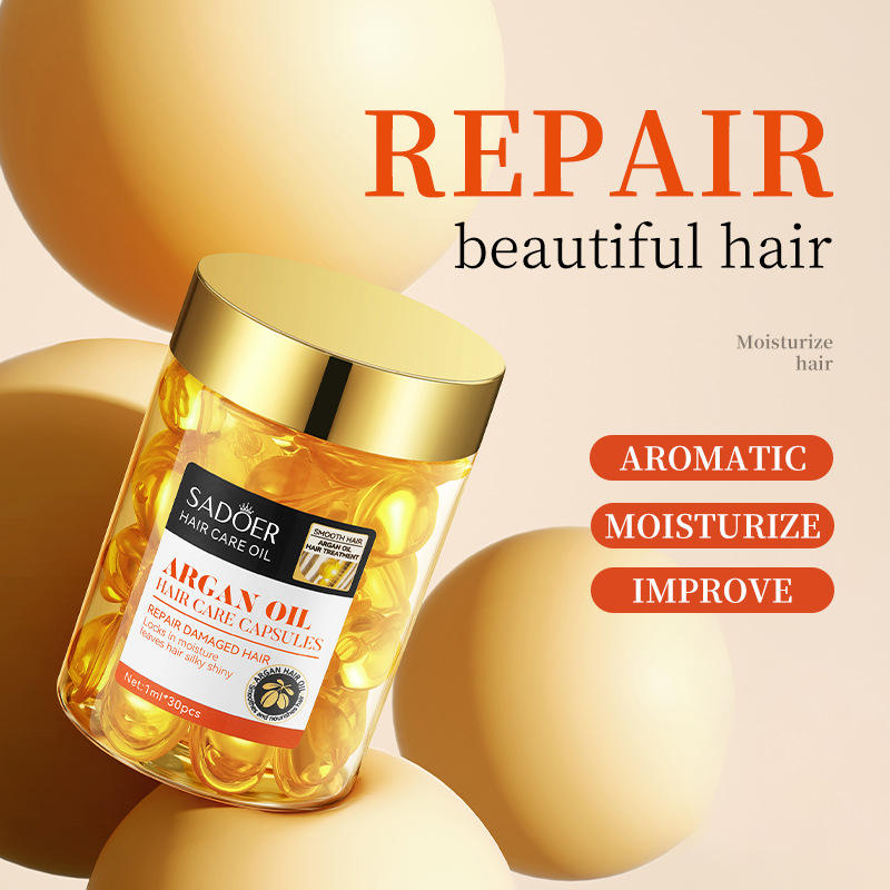 Cápsulas de Aceite de Argán SADOER para el Cuidado del Cabello Seco, Nutritivas y Suavizantes, Aceite Esencial para el Cuidado del Cabello,