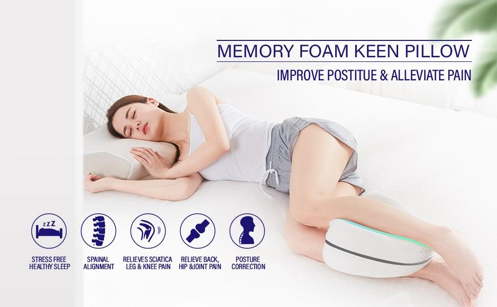 OrtoPrime Almohada Ortopédica Piernas y Rodillas Confort Cojín Piernas para Dormir de Lado - Almohada para Rodillas Libera la Presión Alivia la Tensión y Corrige la Espalda - Efecto Memoria