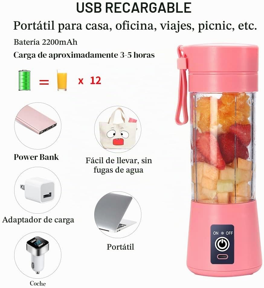 Licuadora portátil USB BlendGo™: prepara batidos frescos en cualquier lugar y en cualquier momento