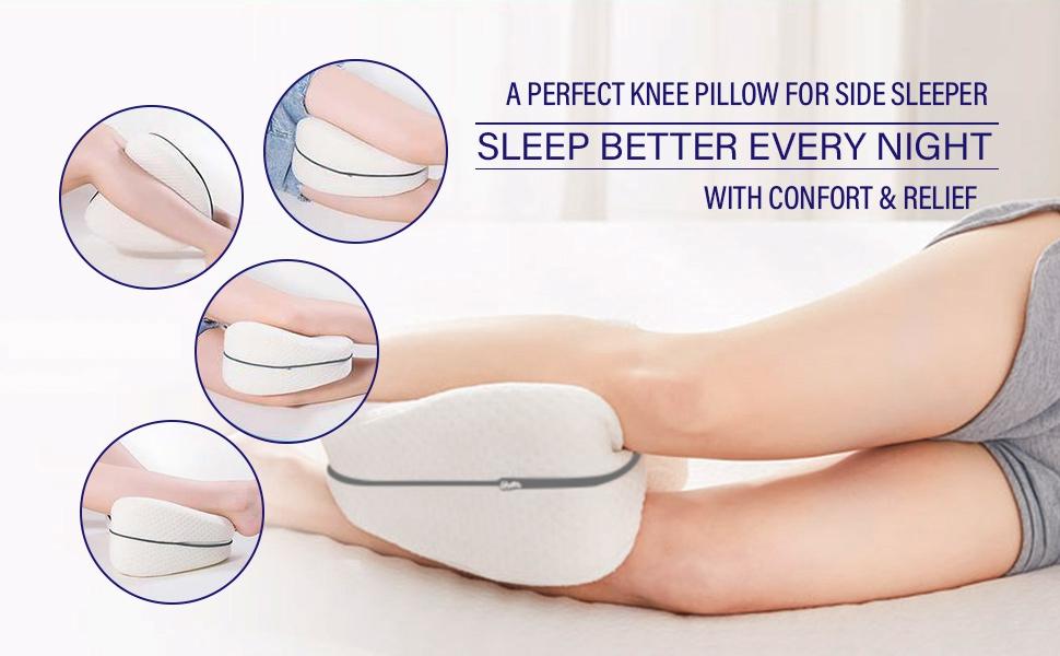 OrtoPrime Almohada Ortopédica Piernas y Rodillas Confort Cojín Piernas para Dormir de Lado - Almohada para Rodillas Libera la Presión Alivia la Tensión y Corrige la Espalda - Efecto Memoria
